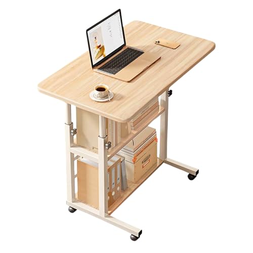 MAGIC SELECT Escritorio Portátil de Altura Ajustable. Mesa con Ruedas para Cama o Sofá. Mesa Auxiliar de Escritorio. Escritorio de Oficina para Ordenador. Mesa de Escritorio de MDF y Acero (80x40cm)