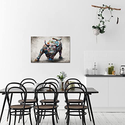 Zlove ZA0392 Large Wall Street Charging Bull Canvas Wall Art Abstract Animal Wildlife Motivational Picture Artwork thumb #2
