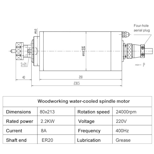 Moteur refroidi à l'eau 2,2kw ER20 anti-surchauffe pour CNC