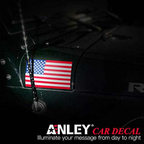 Anley 5 X 3 inch American US Flag Decal - Patriotic Stars Reflective Stripe USA Flag Car Stickers - Support US Military (3 Pack)