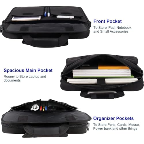 Laptop Bag 15.6 Inch,Water Resistant Briefcase, 15inch Expandable Messenger Shoulder Bag with Strap, Nicedirect Carry On Handle Case for Computer/Notebook/Tablet for Business Men/Women, Black