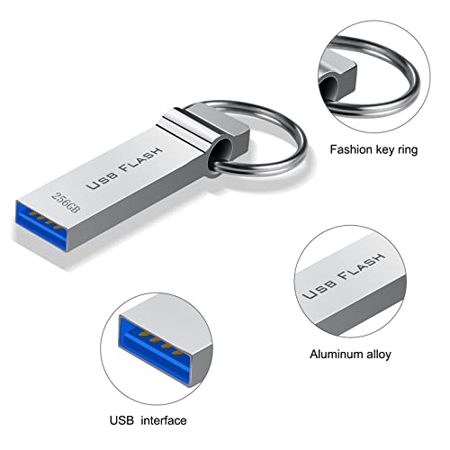 Marryler Usb Flash Drive 256Gb Waterproof Usb Drive 256Gb High Speed Memory Stick 256Gb Ultra Large Storage Metal Thumb Drive With Keychain Design For Laptop Computer Tablet #TOP5
