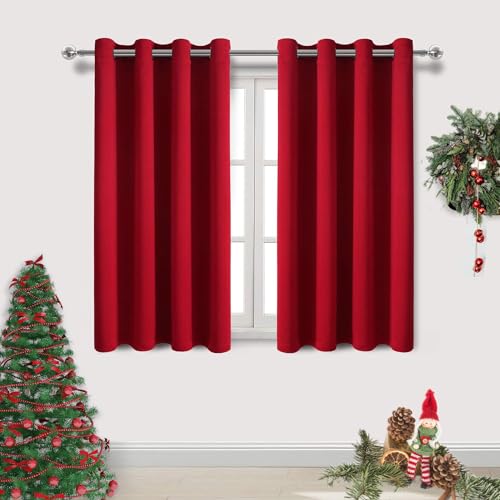Image of DWCN Red Curtains for Bedroom Living Room 52 x 45 Inch 2 Christmas Panels