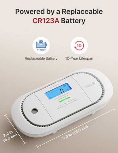 X-Sense Carbon Monoxide Detector Alarm with Digital LCD Display, Replaceable Battery CO Alarm Detector with Peak Value Memory, XC01-R - Image 3