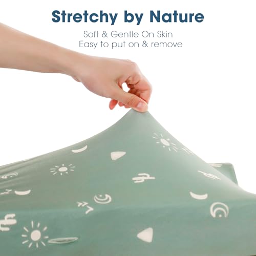 Image of GRSSDER Stretch Ultra Soft Jersey Knit Changing Pad Cover Set 2 Pack, Change Table Pad Covers Fit 32 inch /34 inch x 16 inch Pads Safe and Snug, Sunny Holiday Pattern