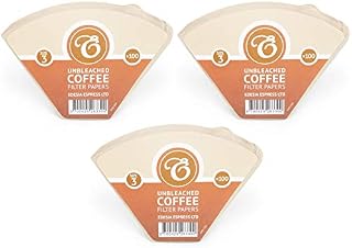 300 Size 3/102 Coffee Filter Paper Cones, Unbleached by EDESIA ESPRESS