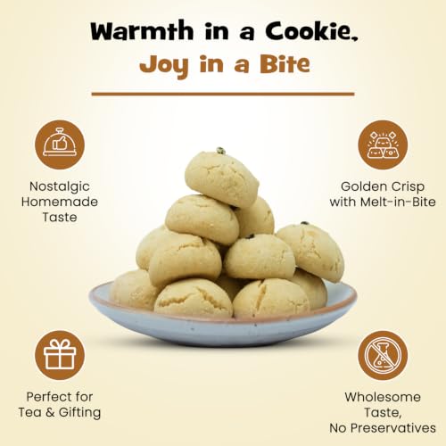 Image of Panchhi Nankhatai Biscuits 345 Gram Traditional Indian Shortbread Cookies Made with Pure Ghee Cardamom and Refined Wheat Flour Buttery Crumbly Texture Perfect Tea Time Snack (6 Month Shelf Life)