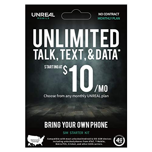 Unreal Mobile Unlimited Talk, Text & Data, SIM Card Starter Kit, 3-in-1