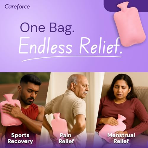 Image of Careforce Hot Water Bag for Pain Relief Heating Pad for Periods Cramps, Muscle Aches Heat Pack for Back, Neck, Shoulder and Body Relief -Pink