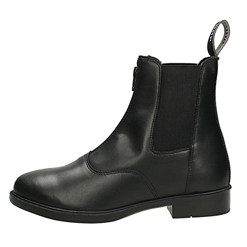 Boots Jodhpur Manille QHP bottines équitation en cuir noir pour adulte