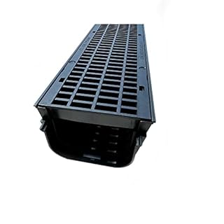 3 x CD410 Shallow Flow Drain Shallow Channel Drainage Plastic PVC Heavy Duty Including 2 x Endcaps or Water Rain Storm Shower Garden Driveway 1m 3m