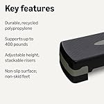 Amazon Basics Aerobic Exercise Step Platform, Adjustable Workout Stepper At Home, 27", Black/Grey - Image 2