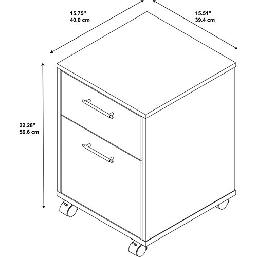 Bush Furniture Key West 2 Drawer Mobile File Cabinet, Washed Gray #TOP2