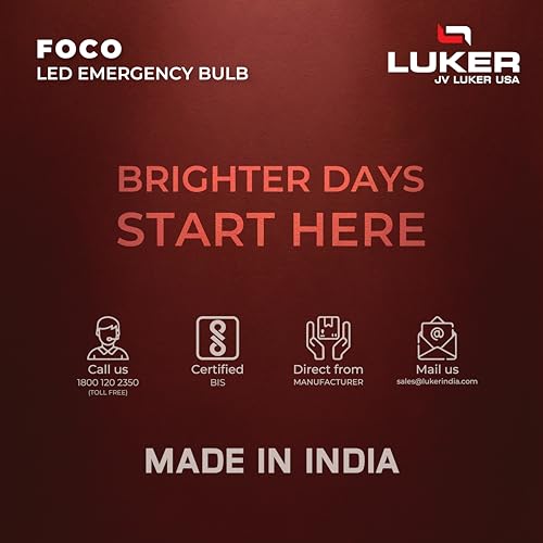 Image of LUKER JVLuker 9W Emergency LED Bulb B22 Base Energy Efficient Inverter Light 3.5 Hours Backup 120 Degree Wide Beam Coverage High CRI Lights for Home and Office 1 Year Warranty (Pack of 2, White)