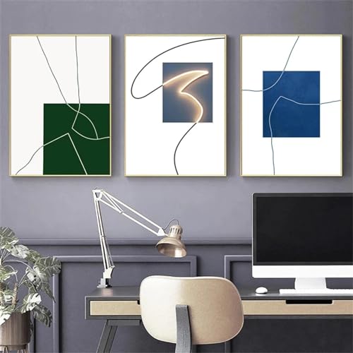 Peinture murale art toile KEBIA Triptyque de lignes abstraites haute définition 40x60cm