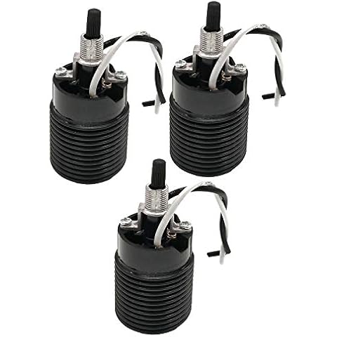 Phenolic (Bakelite) Threaded Medium Base E26 Fixture Socket with 10cm Wire, TWDRTDD US E26 Standard Lamp Holder (with Rotary Switch,Black) Cover