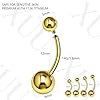 XUU ASTM F136 Titanium Belly Button Ring, 14G Curved Barbell – Hypoallergenic Belly Piercing & Navel Jewelry, Advanced PVD Coating - 6 Colors, 4 Lengths (Gold, 12mm) #1