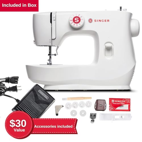 Image of SINGER 230281412 MX60, White | 6 stitches deliver 57 applications, LED light, Foot pedal, 4-step buttonhole , easy to use, great for crafts & mending