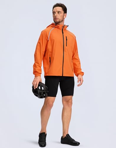 Image of Bikewa Men's Cycling Rain Jackets Waterproof Running Bike Windbreaker Lightweight Packable Hooded Jacket