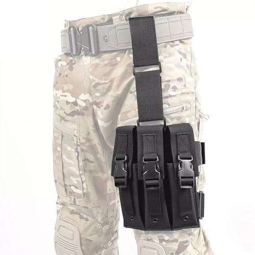 Pochette tactique triple porte-chargeurs réglable pour cuisse