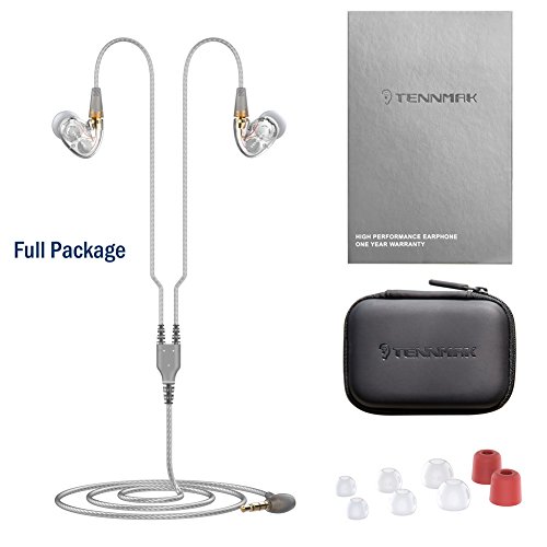 Tennmak Pro 4Pcs Drivers Wired Earbuds, Wired Earphones With Detachable Cable & Ear Hook For Sport Running (White No Mic) #TOP6