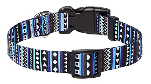 Mihqy Hundehalsband, Verstellbares, Weich & Komfort Hunde Halsband, Böhmisches, Blumen, geometrisches, Stammes Design, für Kleine, Mittlere und Große Hunde(Böhmisches Blau,M)