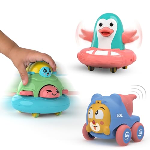 Image of Friction Powered Toy Pack of 3 for Kids with Topsy Turtle, Penguin & Carnival Car Characters with Whistle,Best Gift for Kids, 3+ Years