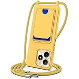 SLWYF Coque pour Realme Narzo N53 4G/C53/C51/Note 50 4G avec porte-cartes et bandouli�re en silicone,Collier pour �tui Colliers de cellulaire Mince Antichoc R�glable Lanyard Case pour Realme C53,Jaune