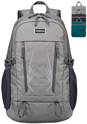 TOMULE 40L Camping Hiking Daypacks for 3 Years+, Lightweight Packable Hiking Backpack Travel Backpack for Women Men（Grey）
