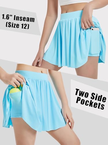 EXARUS Girls Tennis Skirts with Pockets Kids Athletic Skorts Golf Cheer Mini Tiered Skirt High Waisted Shorts 6-14Y3