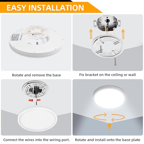 Hlite 6pack 9 Inch Flush Mount LED Ceiling Light Fixture,18W 1800LM Super Slim Light Fixtures Ceiling Mount 3000K/4000K/5000K 3CCT Selectable,Light Fixtures for Kitchen,Bedroom (White) by Hlite - Image 8