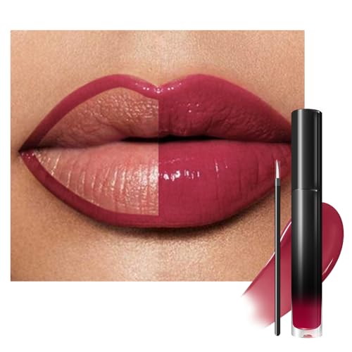Image of evpct Berry Burgundy Red Shiny Longwear No-Budge Liquid Lip Color Lipstick Makeup, Highly Pigmented Instant Shine, Waterproof Long Lasting Lipstick Women, Lip Stain Gloss with Lip Liner Brush, 06#
