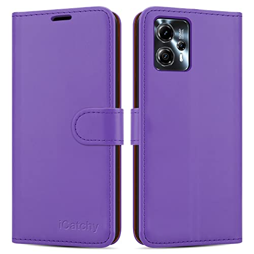 iCatchy Case for MotorolaMoto G13 / G23 / G53 5G Leather Wallet Book Flip Folio Stand View Cover with Card Slots and Kickstand Phone cover (Lilac)