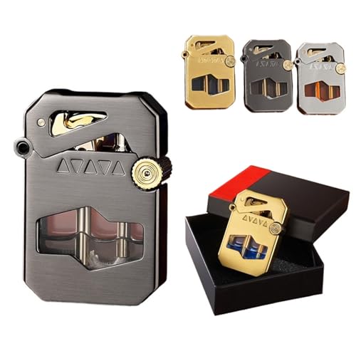 Encendedor de queroseno, de metal, resistente al viento, con depósito de aceite transparente, perfecto para uso en exteriores y colección de regalos, diseño duradero y fiable