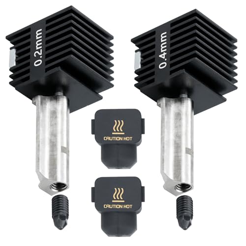 JUUPINE 2 Pack upgraded print heads For Bambu lab A1/A1 mini High temperature resistant 0.2mm&0.4mm hardened steel nozzle Extruder High flow hot end kit with 2 silicone socks