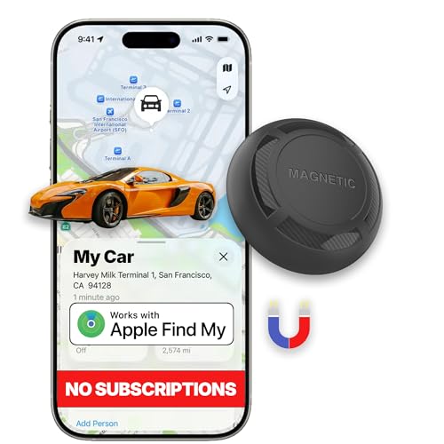JPBEIDUOYIN Hidden GPS Tracker for Vehicles - Magnetic Mini Car GPS Tracker, No Subscription, Works with Apple Find My, Anti-Theft Real-Time Vehicle Tracker, IP67, 365 Day Battery (iOS Only)