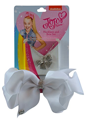 JoJo Siwa Signature Collection White Rhinestone Hair Bow & Rhinestone Bow Necklace Set