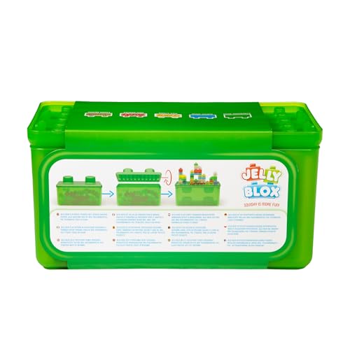 JELLY BLOX Boite de Rangement + 30 Blocs de Construction Tactiles Jeu de Construction pour Enfants dès Expérience Sensorielle avec Blocs Extensibles Souples et Flexibles Boite Ouverte - vue 4