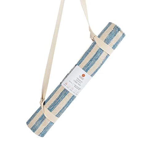 SECURE BASKET Cotton Yoga Mat Men | Yoga Mat Women | Exercise Mat With Anti Skid | With Carrying Strap | Blue, 4 Millimeters