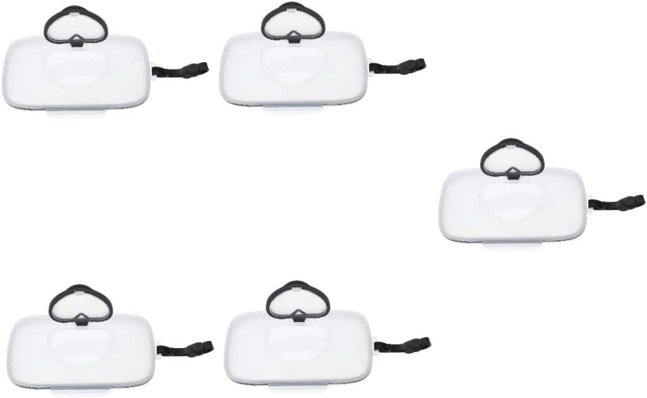 GALPADA 5pcs Portable Wipes Dispenser Refillable Tissue Holder for Nursery Travel Compact Wipe Container Made from Safe Material Lightweight Design for White Black