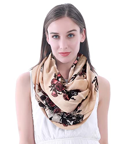 Lina & Lily Skull Rose Print Women's Infinity Scarf Lightweight