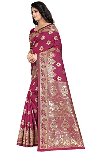 Image of Flosive Women's Present Beautiful Kanjivaram Soft Silk Saree With Blouse