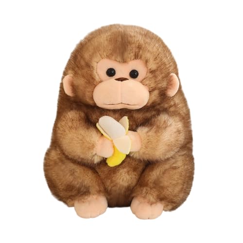 Peluche singe - Coussin 30 cm - Avec jouet banane - Pour anniversaire, salon, canapé, chambre à coucher, table de chevet, bibliothèque