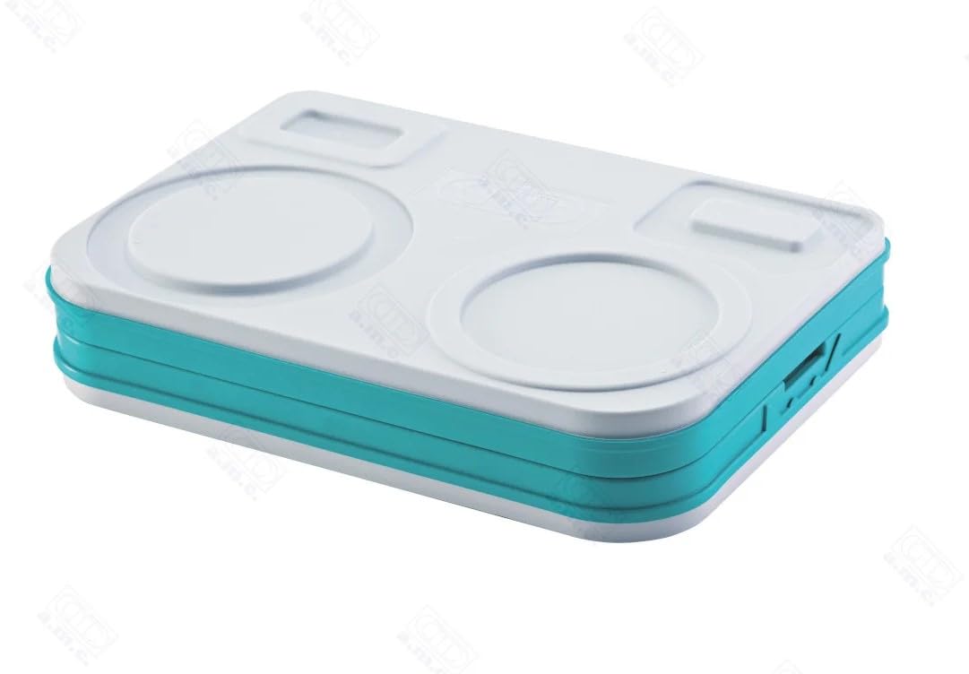 Bandeja Isotérmica Hospitalaria para Pacientes, Apilable con Tapa, Color Blanco y Verde, Bandejas térmicas para Servicio de Alimentos, (Sin Cubiertos)