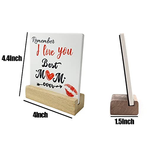 Tucocoo For Mom Desk Decor Remember I Love You Best Mom Ever Table Signs Decorative Desk Sign Centerpiece Desk Office Decor Table Plaque With Wooden Stand Mom Sign Mothers Birthday Gift #TOP3