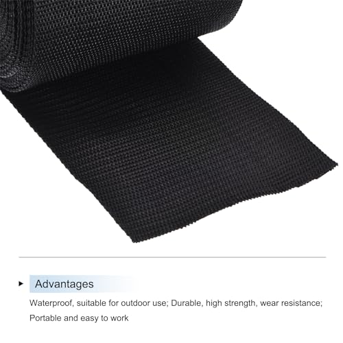 MECCANIXITY Lightweight Polypropylene Webbing Strap 3" 10 Yard Backpack Strapping Band Black for Outdoor Luggage Cargo Straps3