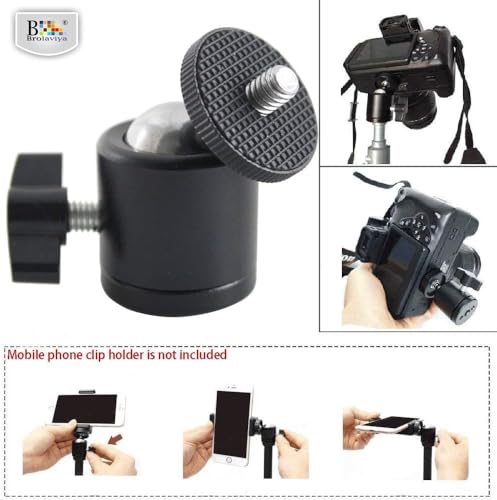 Image of BROLAVIYA 2 Pack Ball Head, 360 Degree Aluminum Alloy Rotating Swivel Tripod Ball Head with 1 /4 inch Screw Thread Head for Cameras, Camcorders, Smart Phone, Gopro, LED Video Light, Black