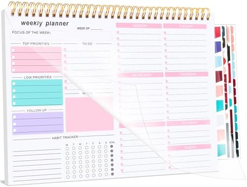 Weekly To Do List Notepad, 8.5''x11'' Weekly Desk Planners with 5...