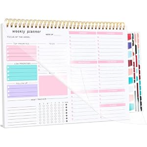 Thboxes Weekly Desk Planner, 8.5×11 In To Do List Notepad, 52 Sheets, Pink