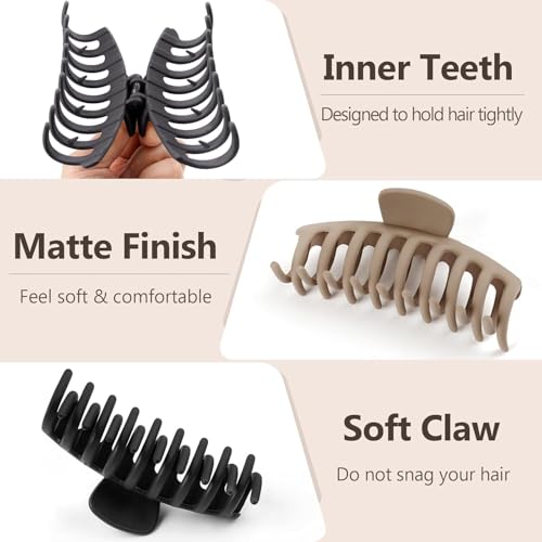 Image of ANNA CREATIONS 8 Pcs Korean Fashion Matte Hair Claw Clips Strong Hold Clutcher for Thick & Thin Hair Accessories Clutches for Women & Girls